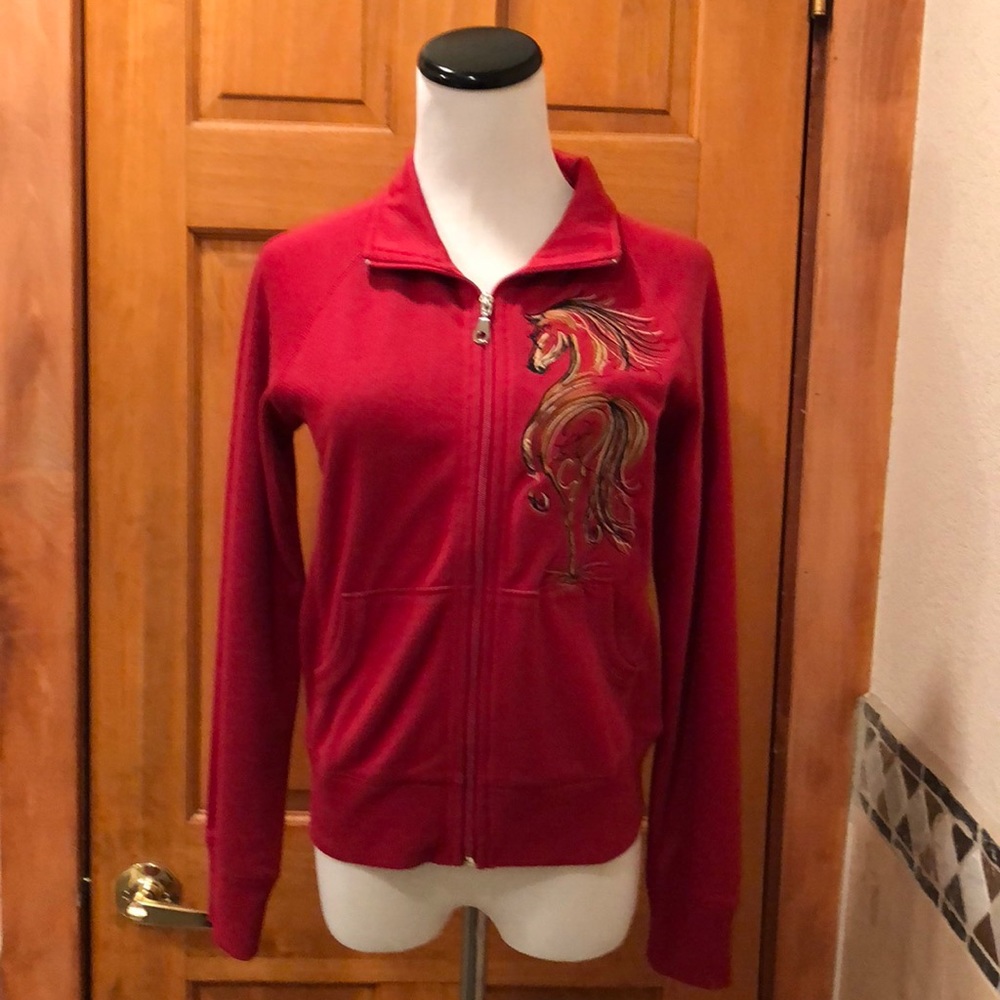 Embroidered Zip Up Horse Jacket